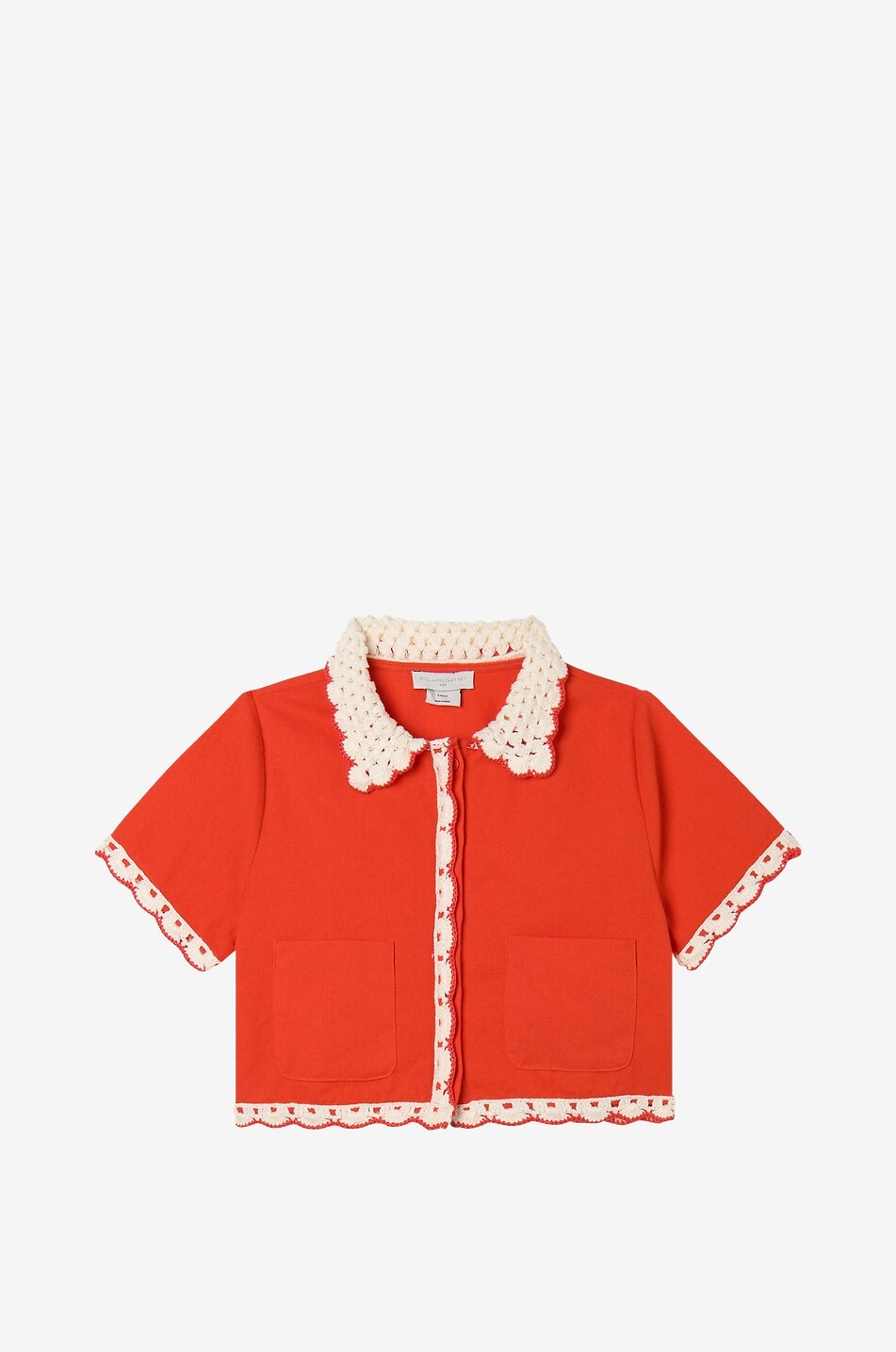 Chemise à manches courtes fille embellie de dentelle crochet