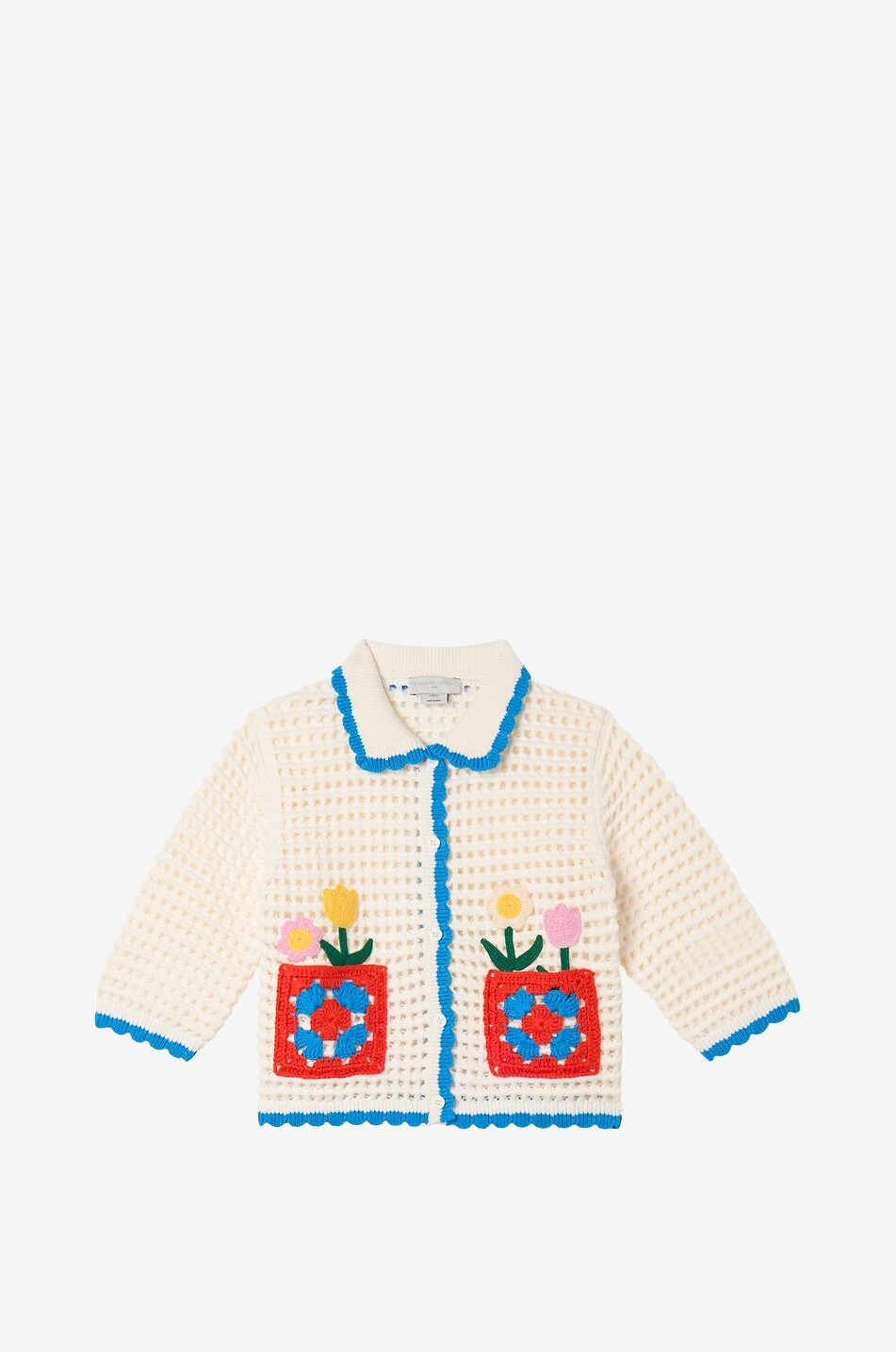 STELLA McCARTNEY KID Flowers girls' crochet cotton cardigan Girl EGGSHELL 1