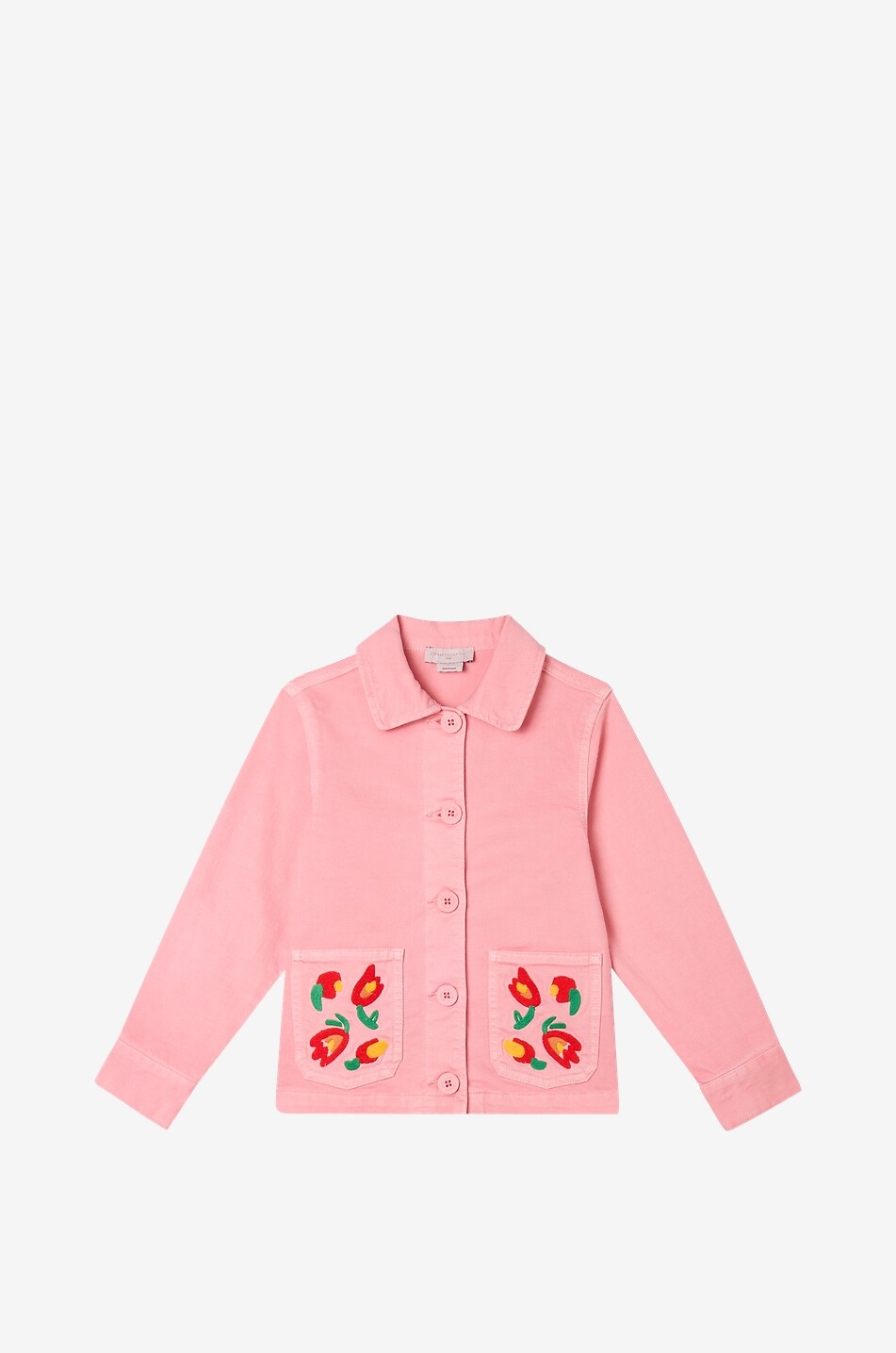 STELLA McCARTNEY KID Bestickte Mädchen-Hemdjacke aus Baumwolltwill Tulips Mädchen ROSA 1