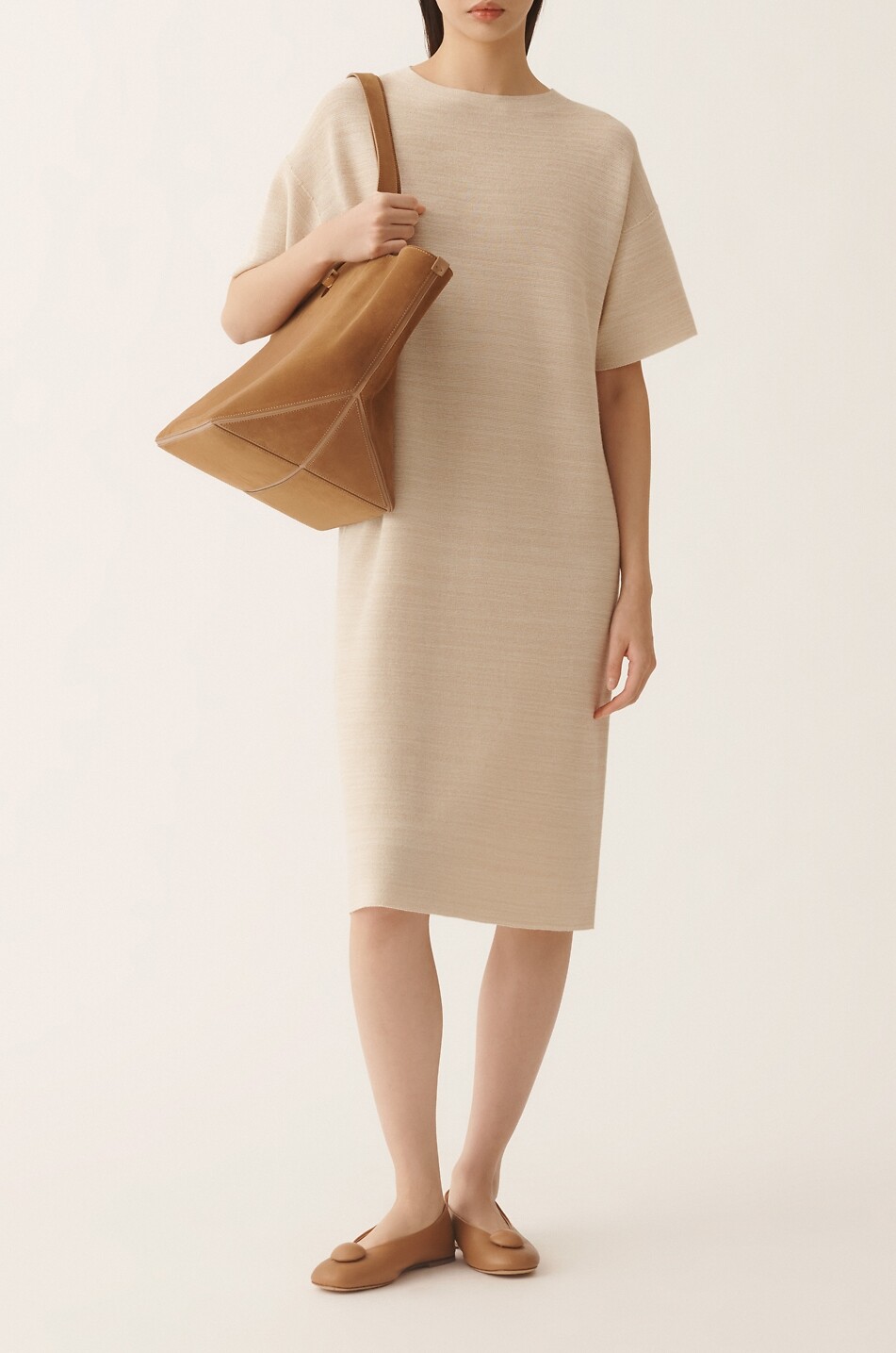 FABIANA FILIPPI Wool and lurex T-shirt dress Women EGGSHELL 2