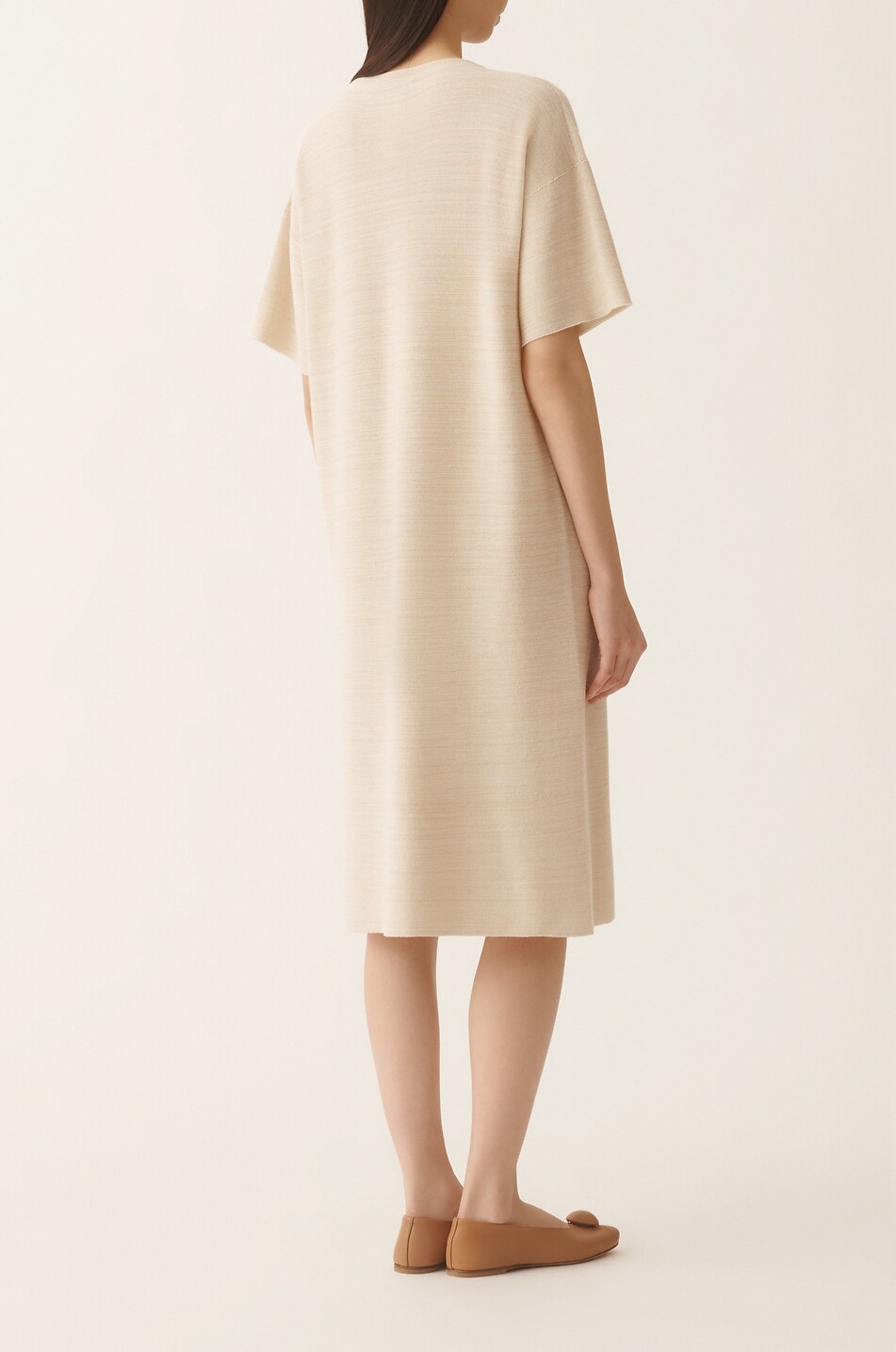 FABIANA FILIPPI Wool and lurex T-shirt dress Women EGGSHELL 3