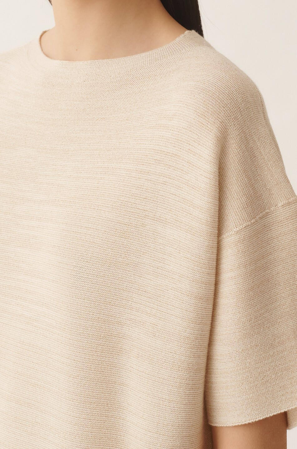 FABIANA FILIPPI Wool and lurex T-shirt dress Women EGGSHELL 4