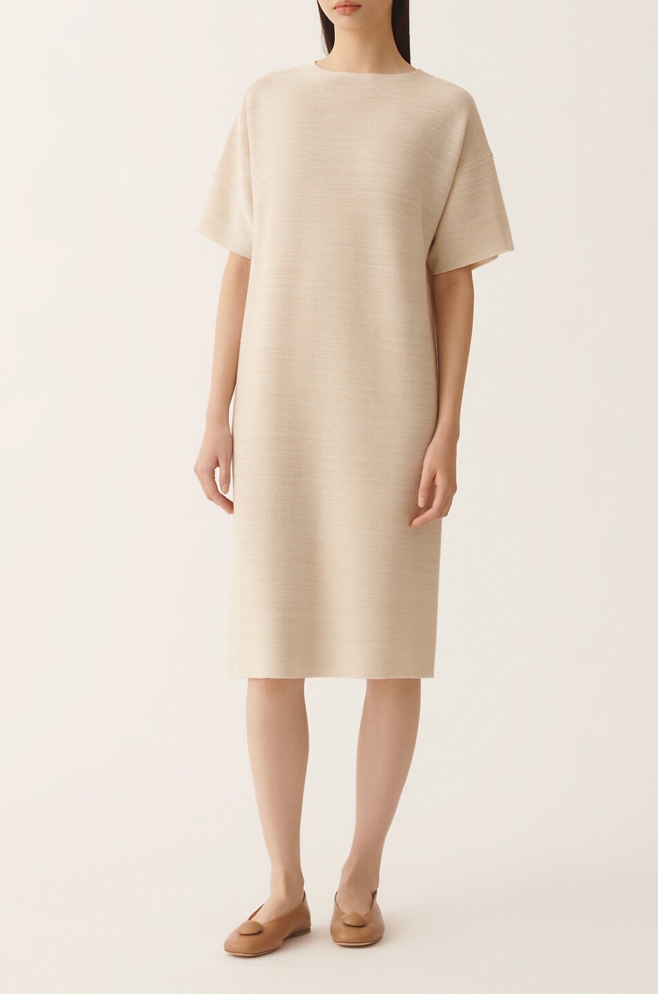 FABIANA FILIPPI Wool and lurex T-shirt dress Women EGGSHELL 5