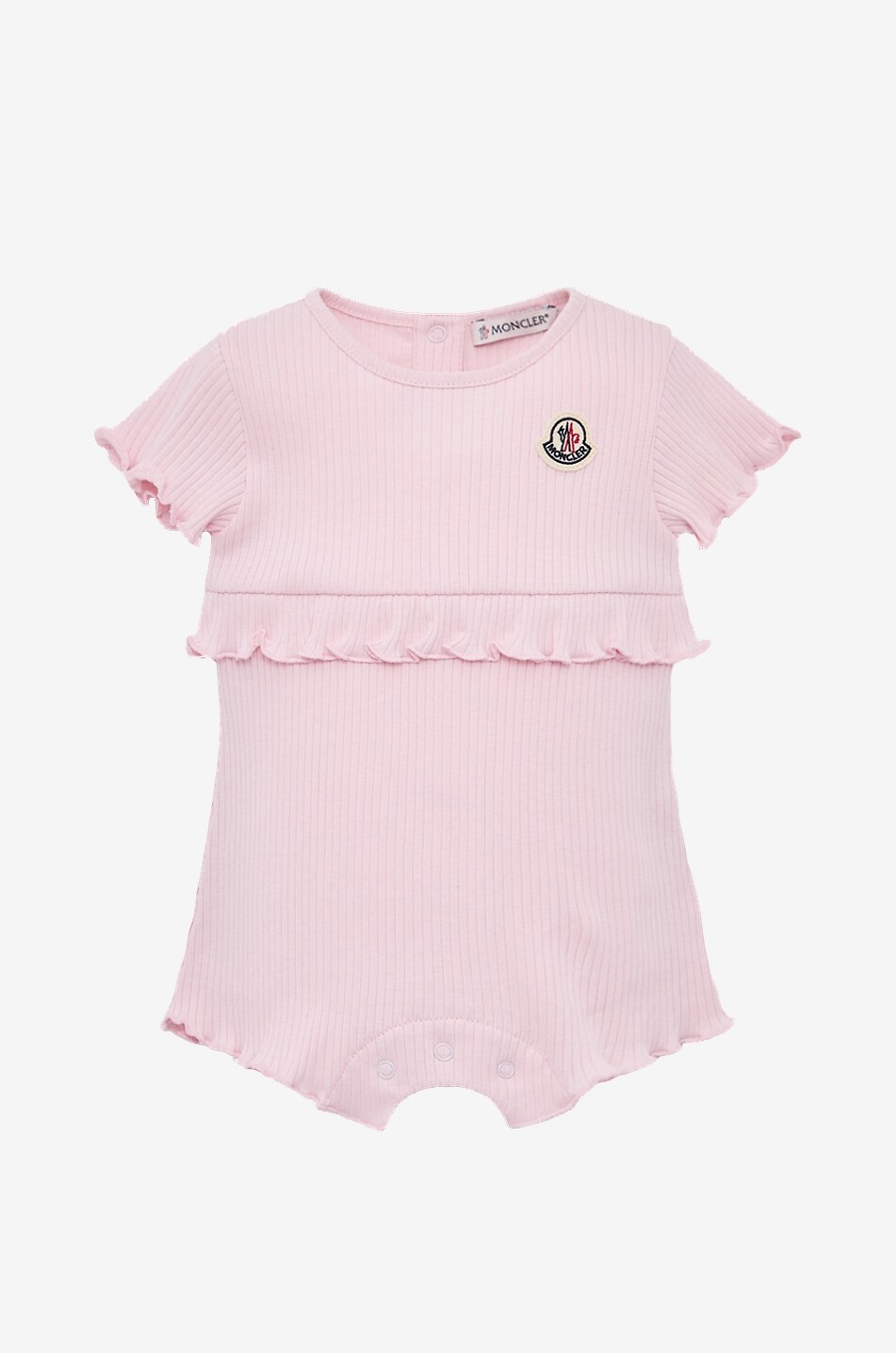 MONCLER Baby cotton jersey playsuit with embroidered logo Baby LIGHT PINK 1