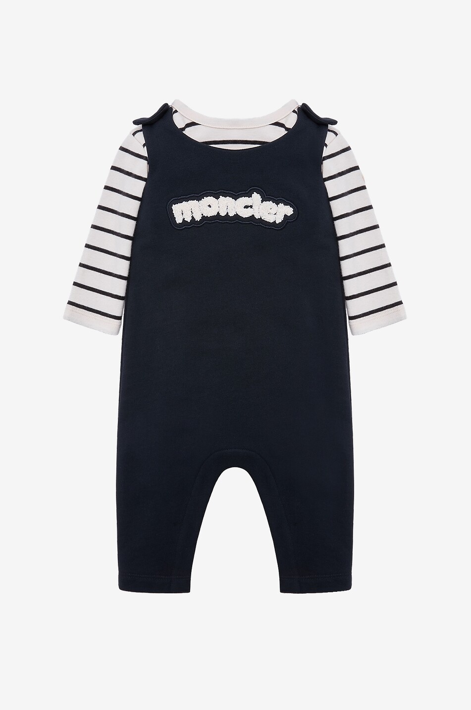 Baby striped ribbed cotton dungarees set