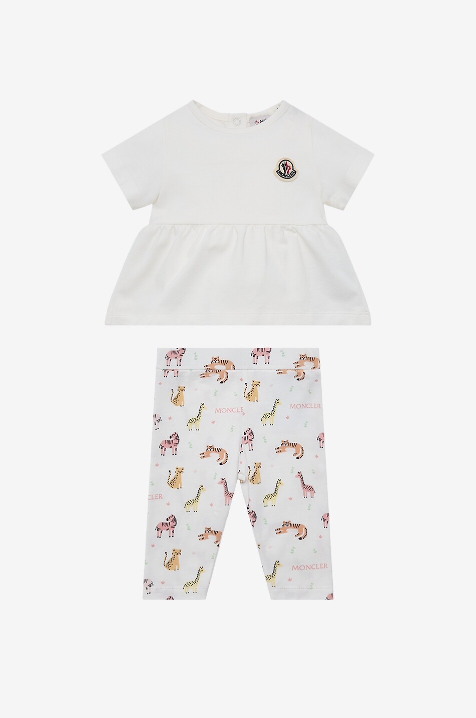 MONCLER Ensemble legging imprimé animaux de la savanne et T-shirt à basque bébé Bébé BLANC CASSE 1