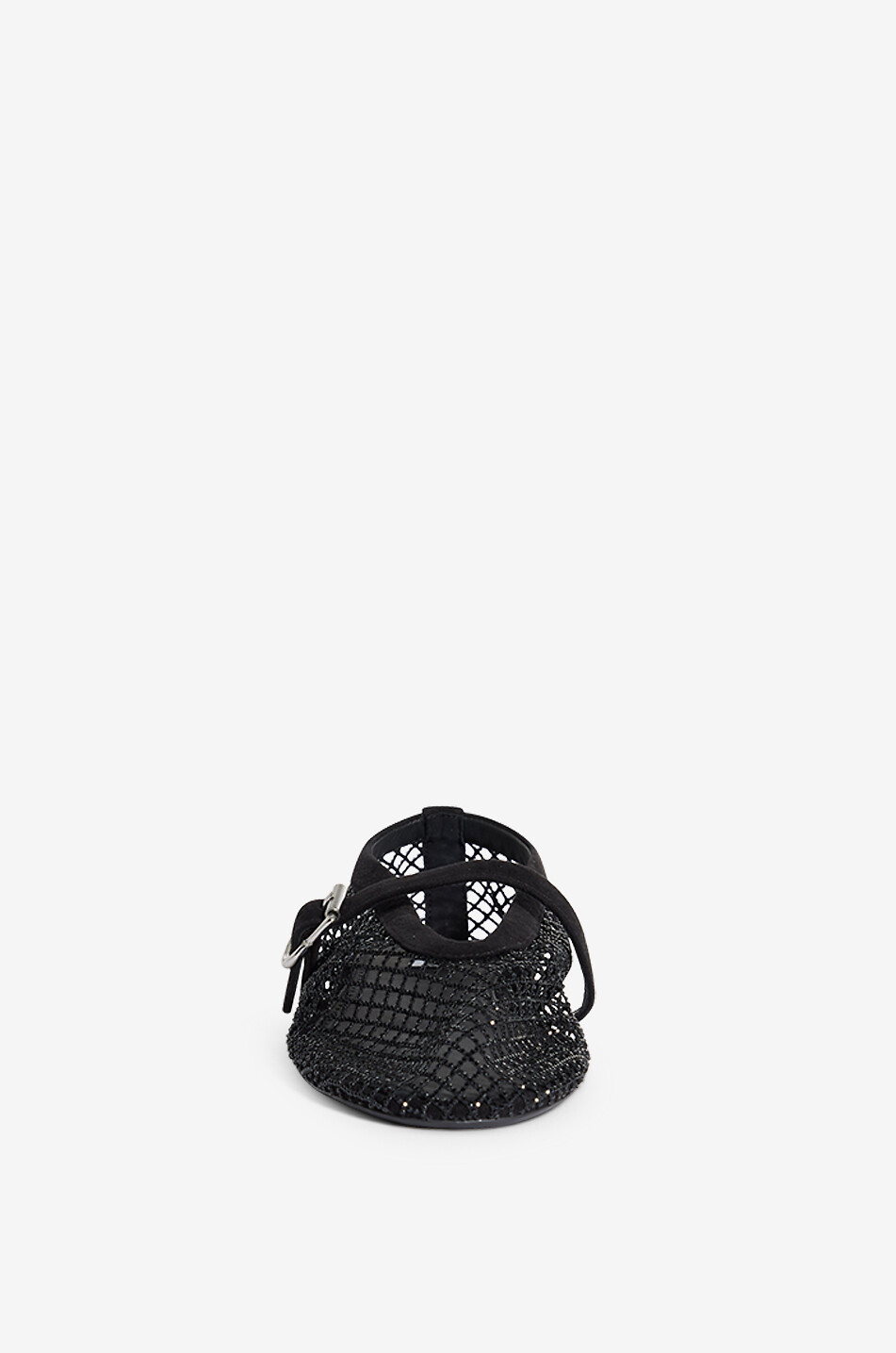 ALAÏA Ballerines à bout rond en résille ornées de strass Femme NOIR 2