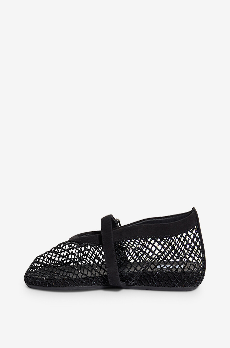 ALAÏA Ballerines à bout rond en résille ornées de strass Femme NOIR 3