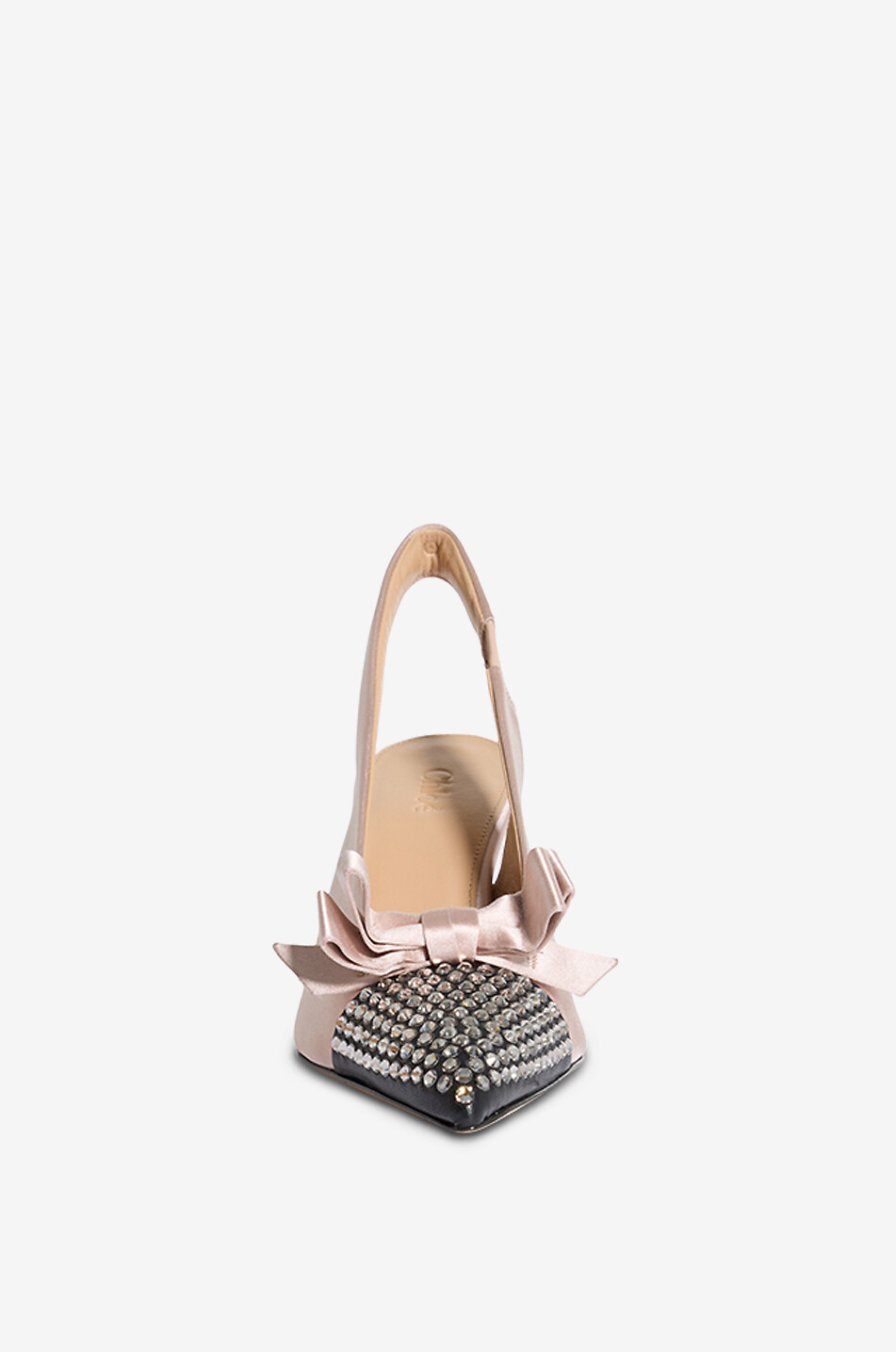 CHLOE Alba 75 rhinestone-embellished satin sling-back pumps Women LIGHT PINK 2