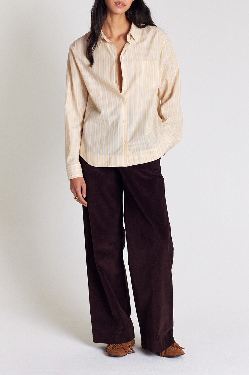 BALZAC PARIS Paloma striped oversize poplin shirt Women YELLOW 2