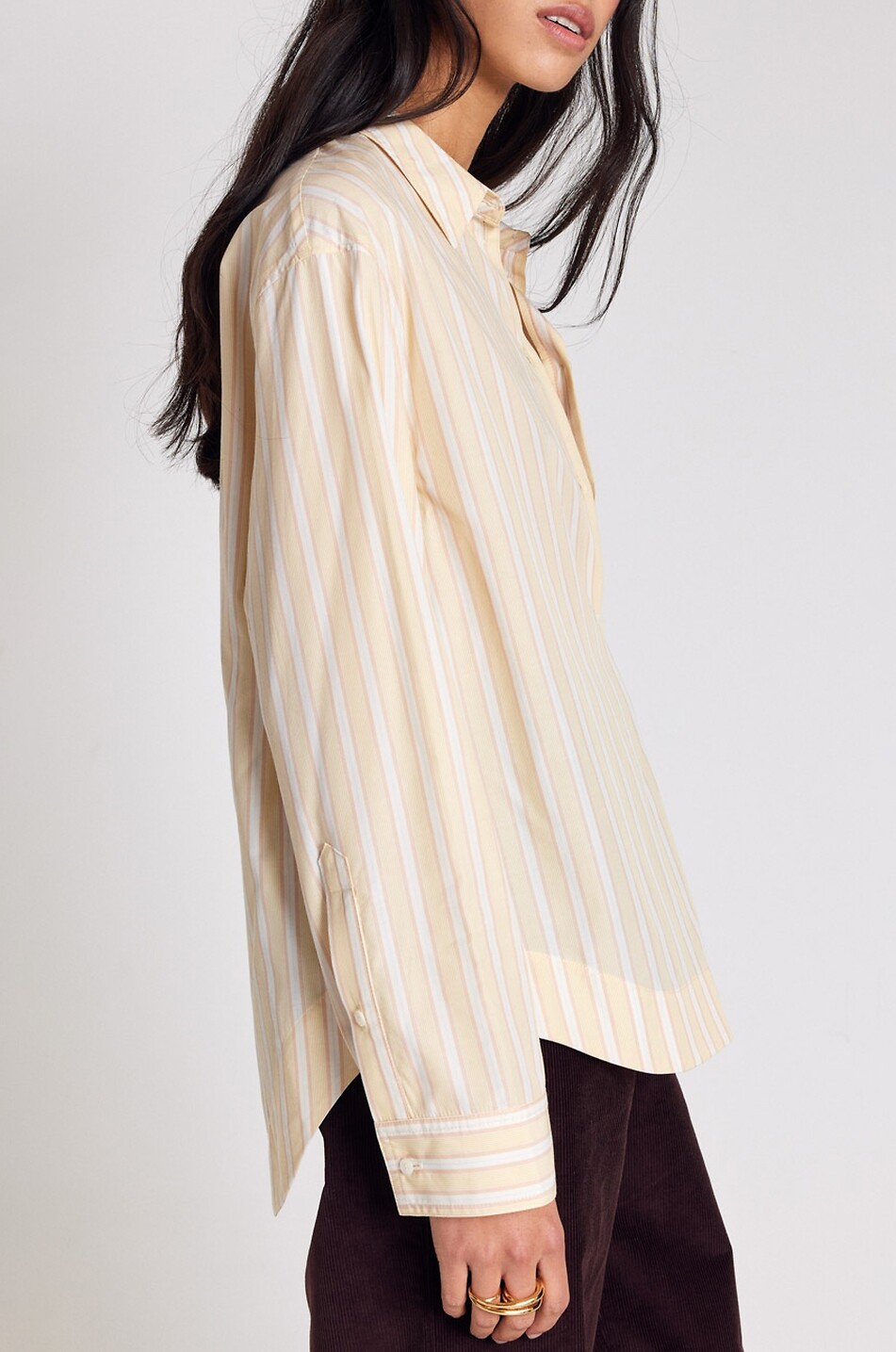 BALZAC PARIS Paloma striped oversize poplin shirt Women YELLOW 3