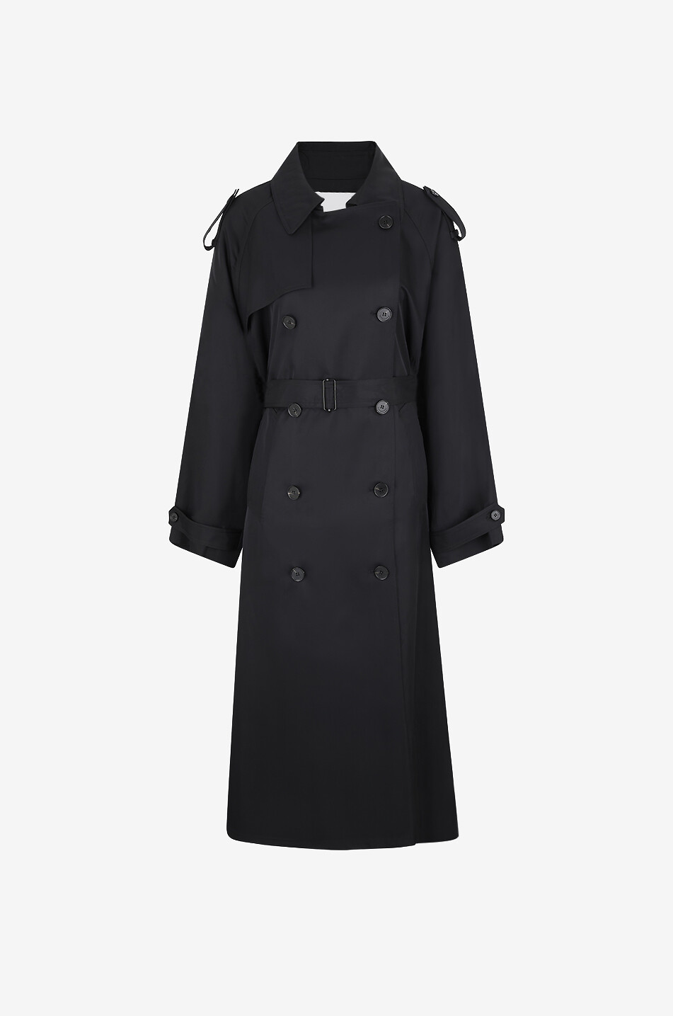 THE FRANKIE SHOP Veyron long fluid twill trench coat Women BLACK 1