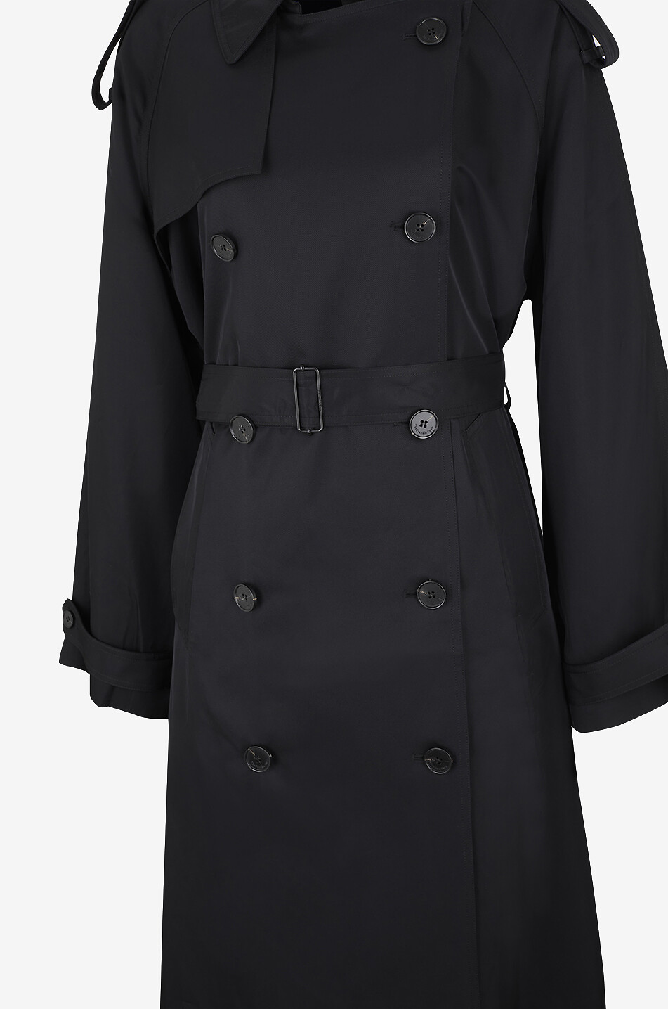 THE FRANKIE SHOP Veyron long fluid twill trench coat Women BLACK 3