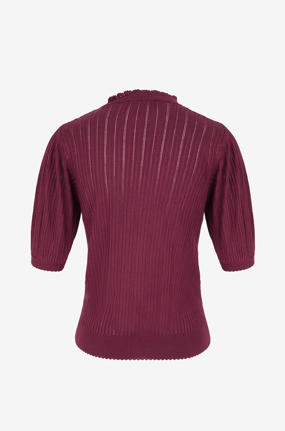 ULLA JOHNSON Top en maille ajourée manches bouffantes Gemma Femme ROUGE FONCÉ 2