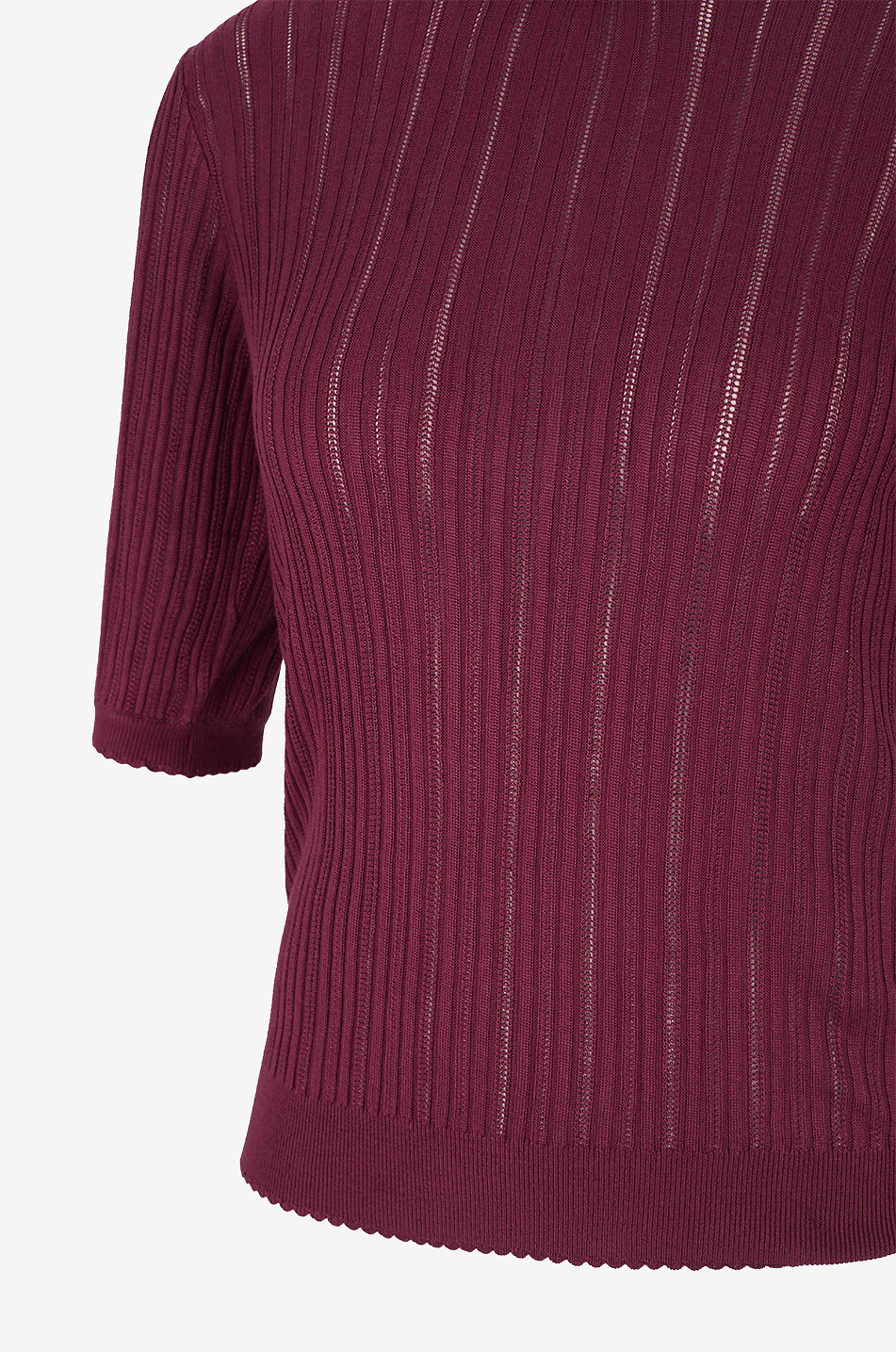 ULLA JOHNSON Top en maille ajourée manches bouffantes Gemma Femme ROUGE FONCÉ 3