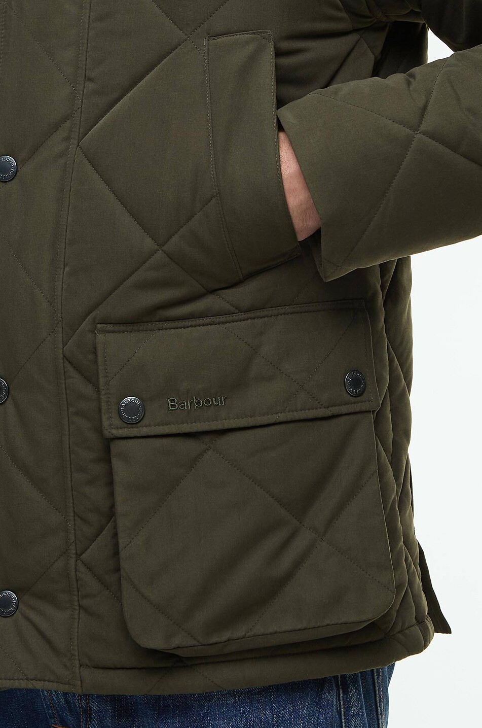BARBOUR Modern Bedale corduroy collar quilted wax cloth jacket Men GREEN 2