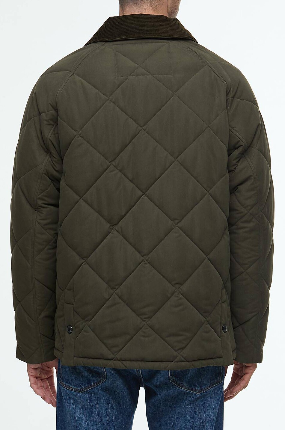 BARBOUR Modern Bedale corduroy collar quilted wax cloth jacket Men GREEN 4