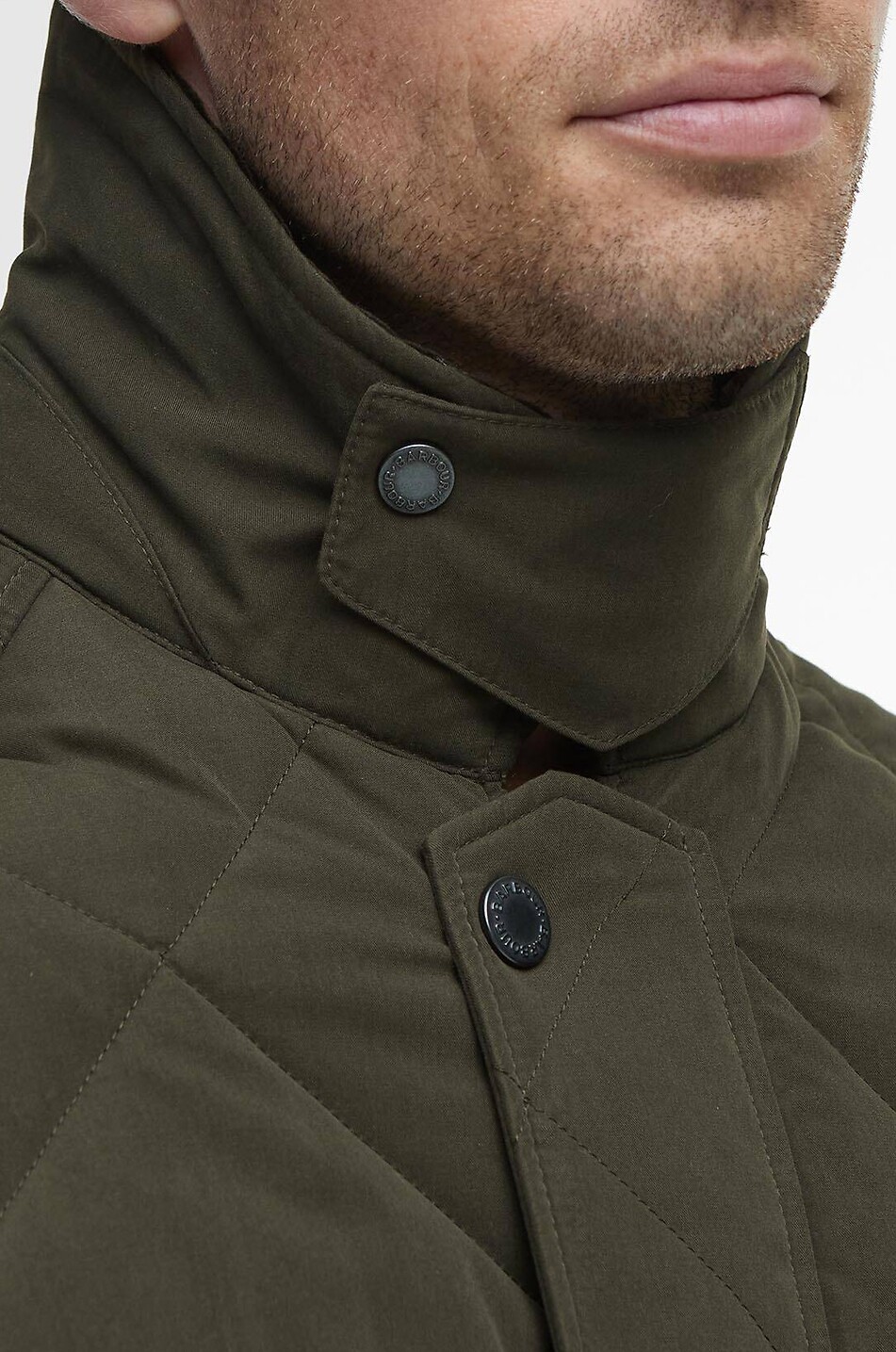 BARBOUR Modern Bedale corduroy collar quilted wax cloth jacket Men GREEN 6
