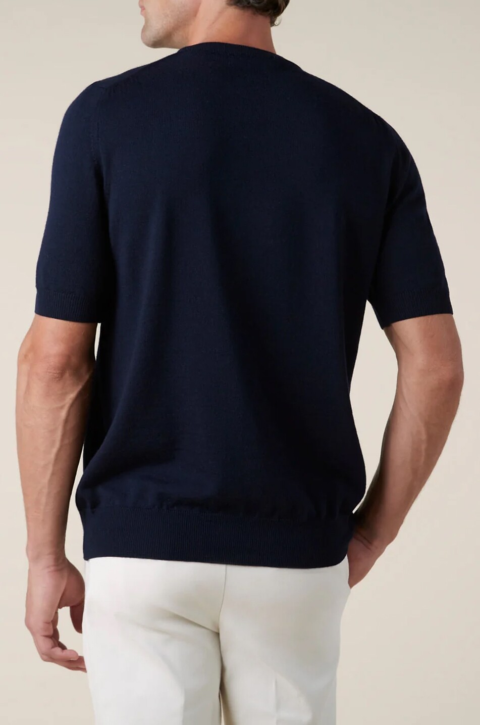 AURELIEN Kurzarm-Pullover aus Cashwool-Wolle Herren DUNKELBLAU 4