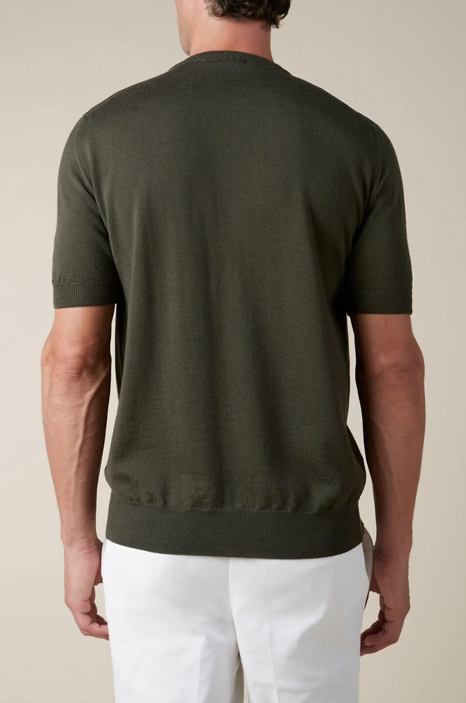 AURELIEN Pull à manches courtes en laine Cashwool Homme VERT FONCÉ 4