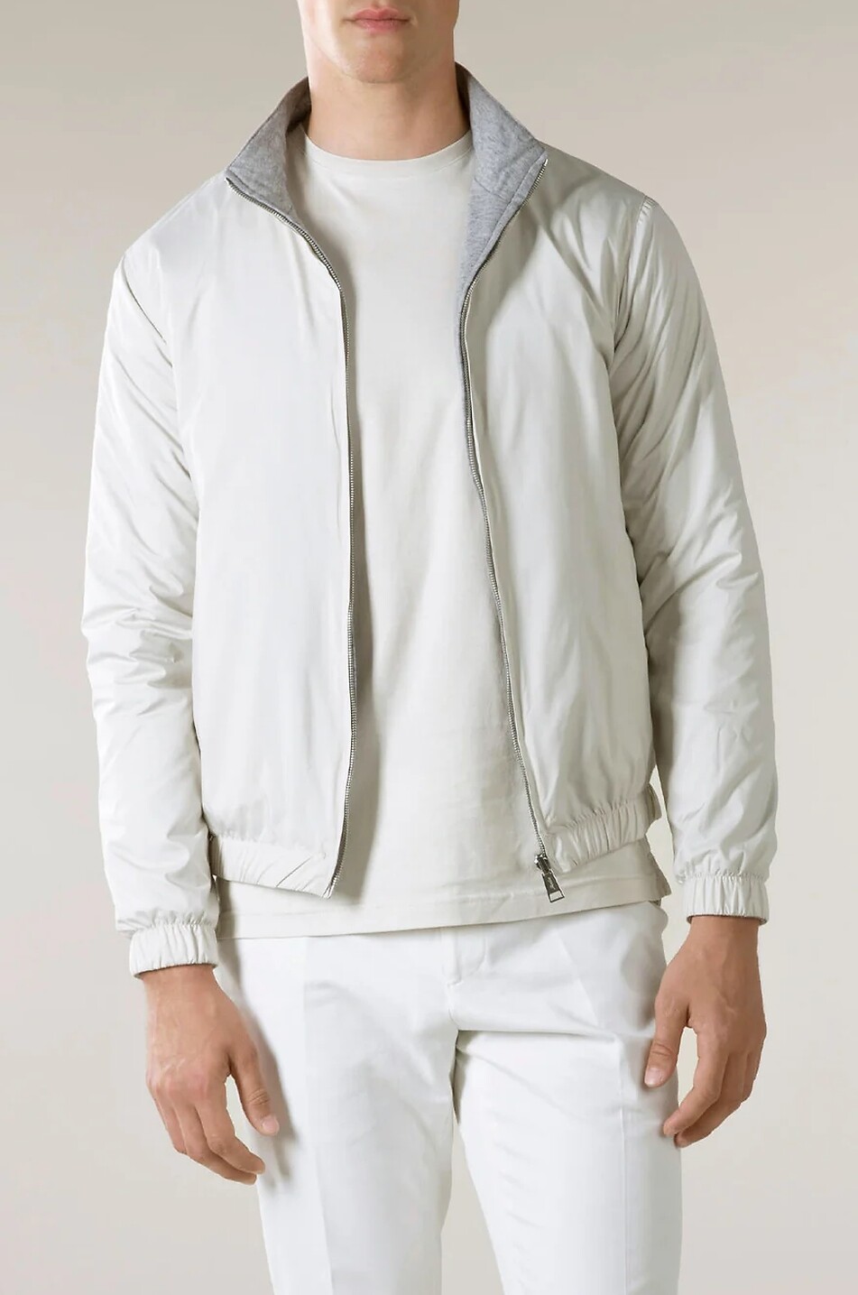 AURELIEN Resort zip-up bomber jacket Men EGGSHELL 3