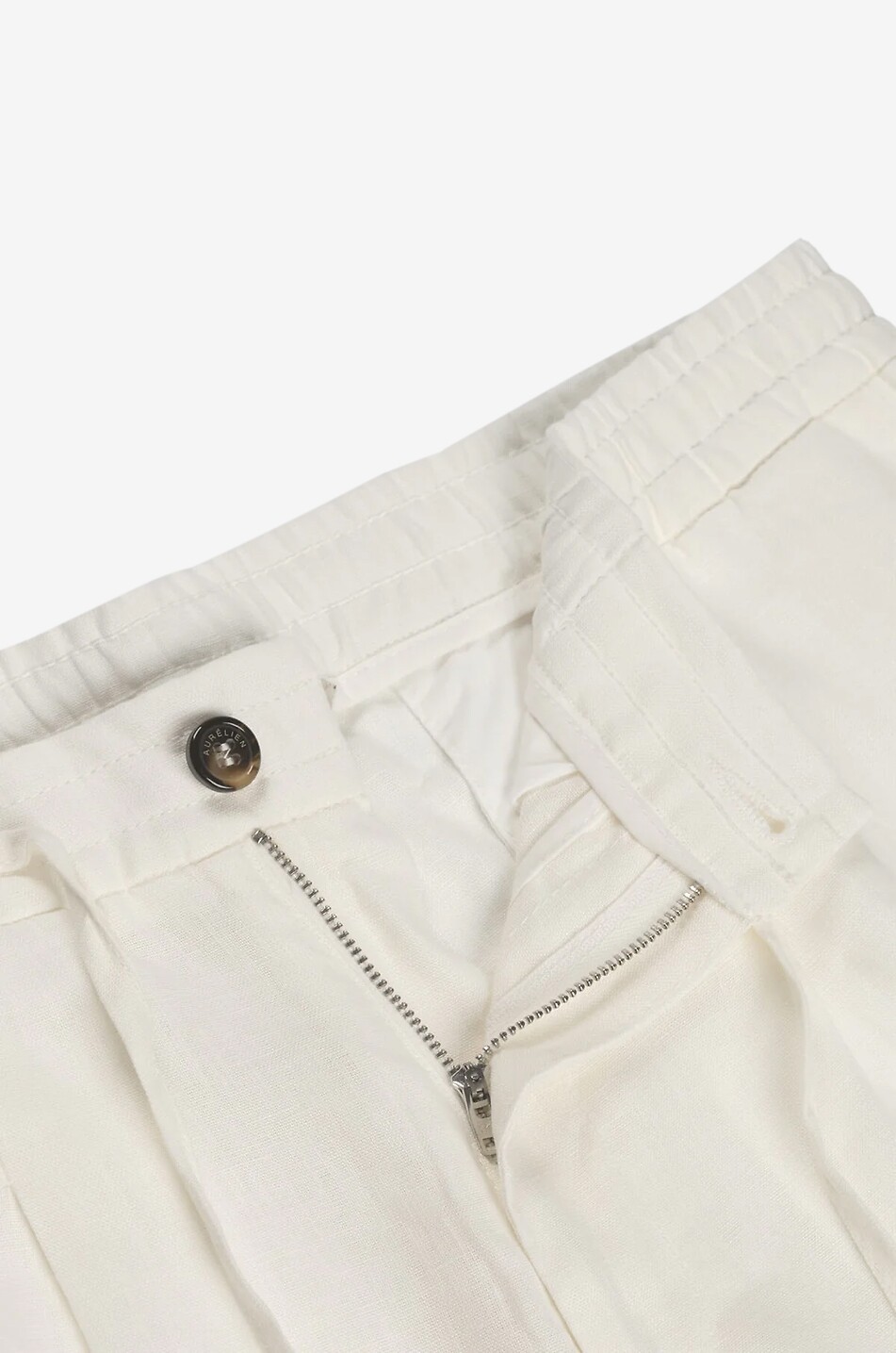 AURELIEN Seaside slim fit linen trousers Men EGGSHELL 4