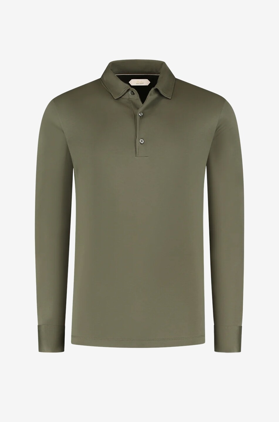 AURELIEN Aur1 long-sleeved cotton piqué polo shirt Men LIGHT GREEN 1