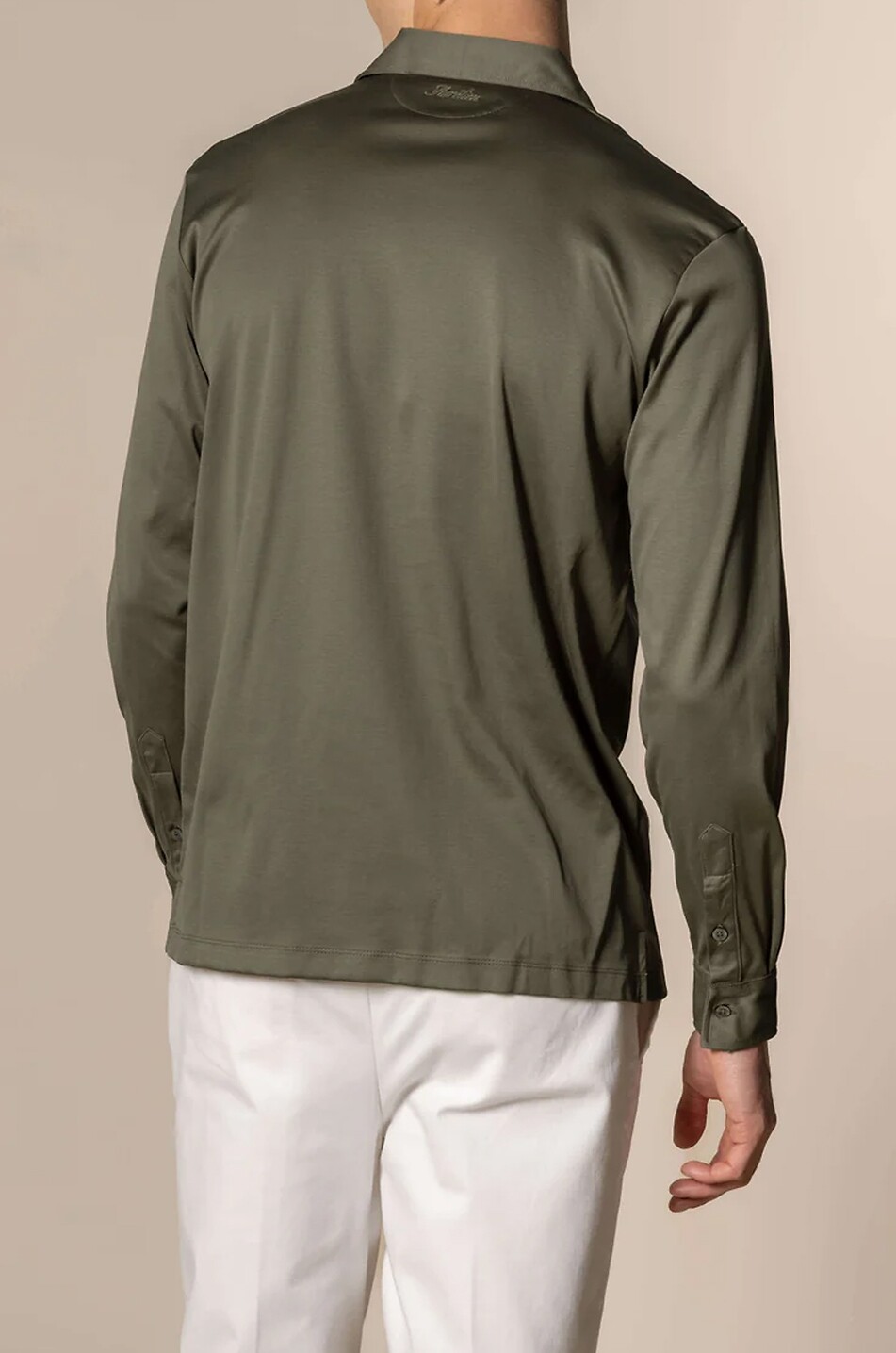 AURELIEN Aur1 long-sleeved cotton piqué polo shirt Men LIGHT GREEN 4