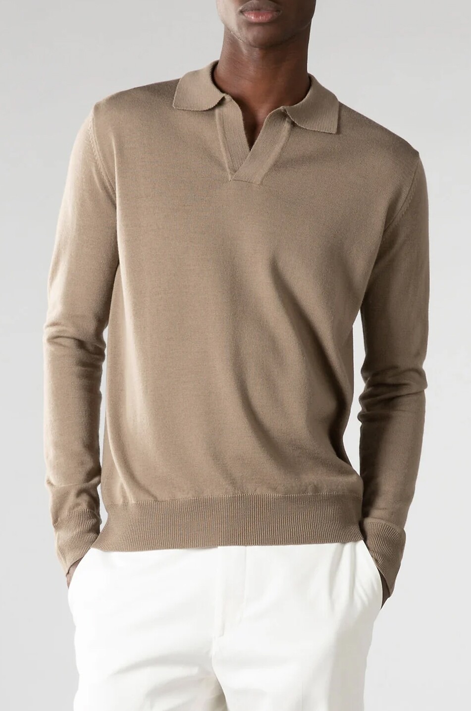 AURELIEN Cashwool fine wool polo jumper Men BEIGE 3