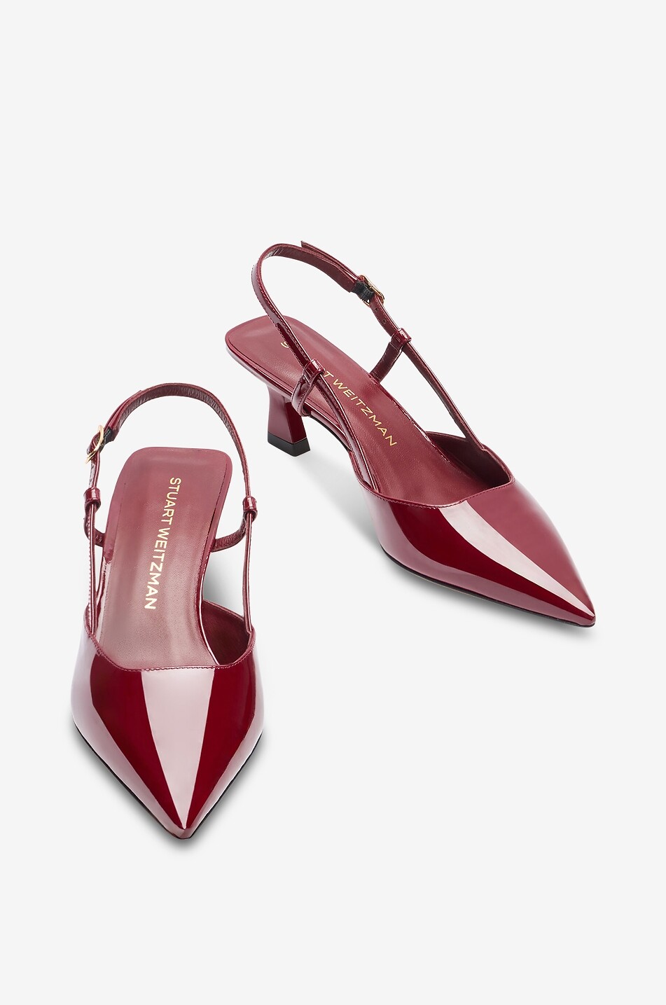 STUART WEITZMAN Vinnie 50 patent leather slingback pumps Women DARK RED 4
