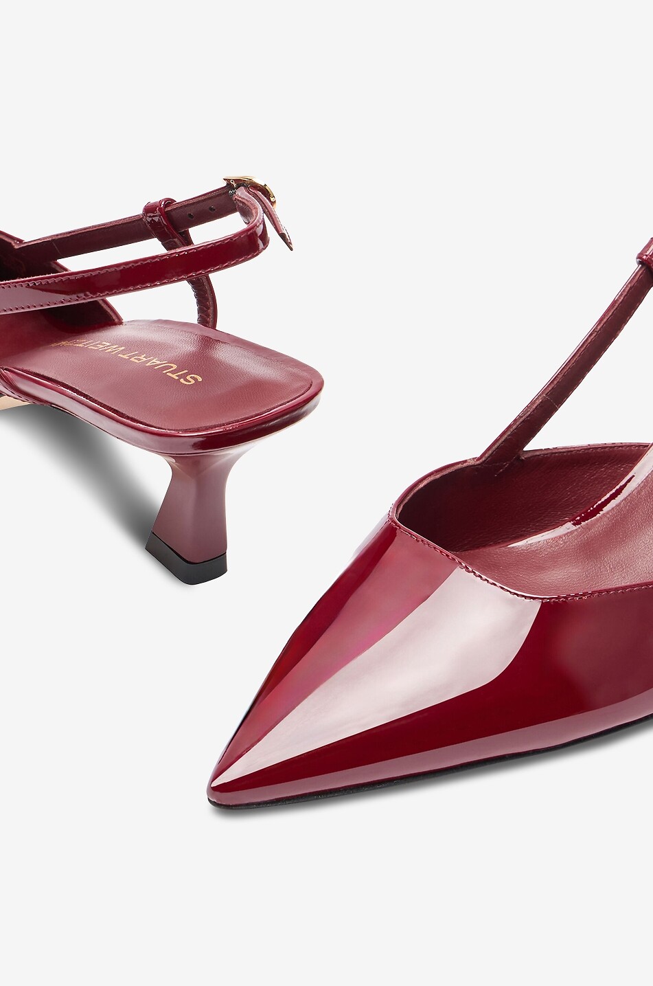 STUART WEITZMAN Vinnie 50 patent leather slingback pumps Women DARK RED 6