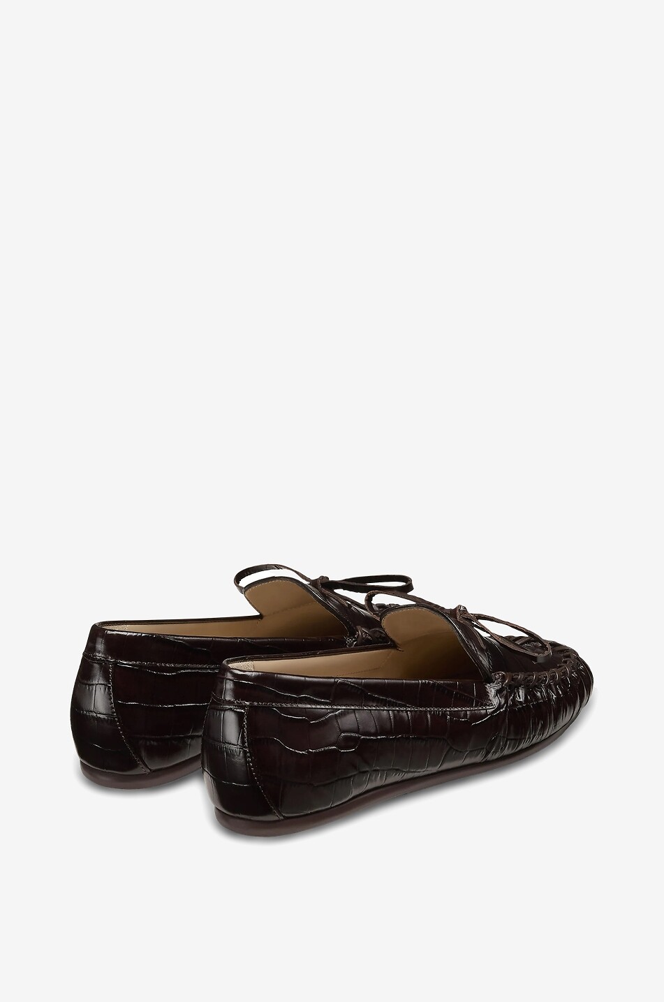 STUART WEITZMAN Mokassins mit Schleife aus Leder in Kroko-Optik Britt Damen DUNKELBRAUN 3