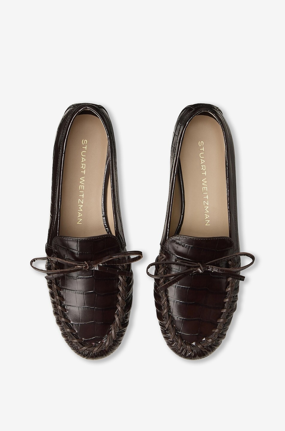 STUART WEITZMAN Mokassins mit Schleife aus Leder in Kroko-Optik Britt Damen DUNKELBRAUN 4