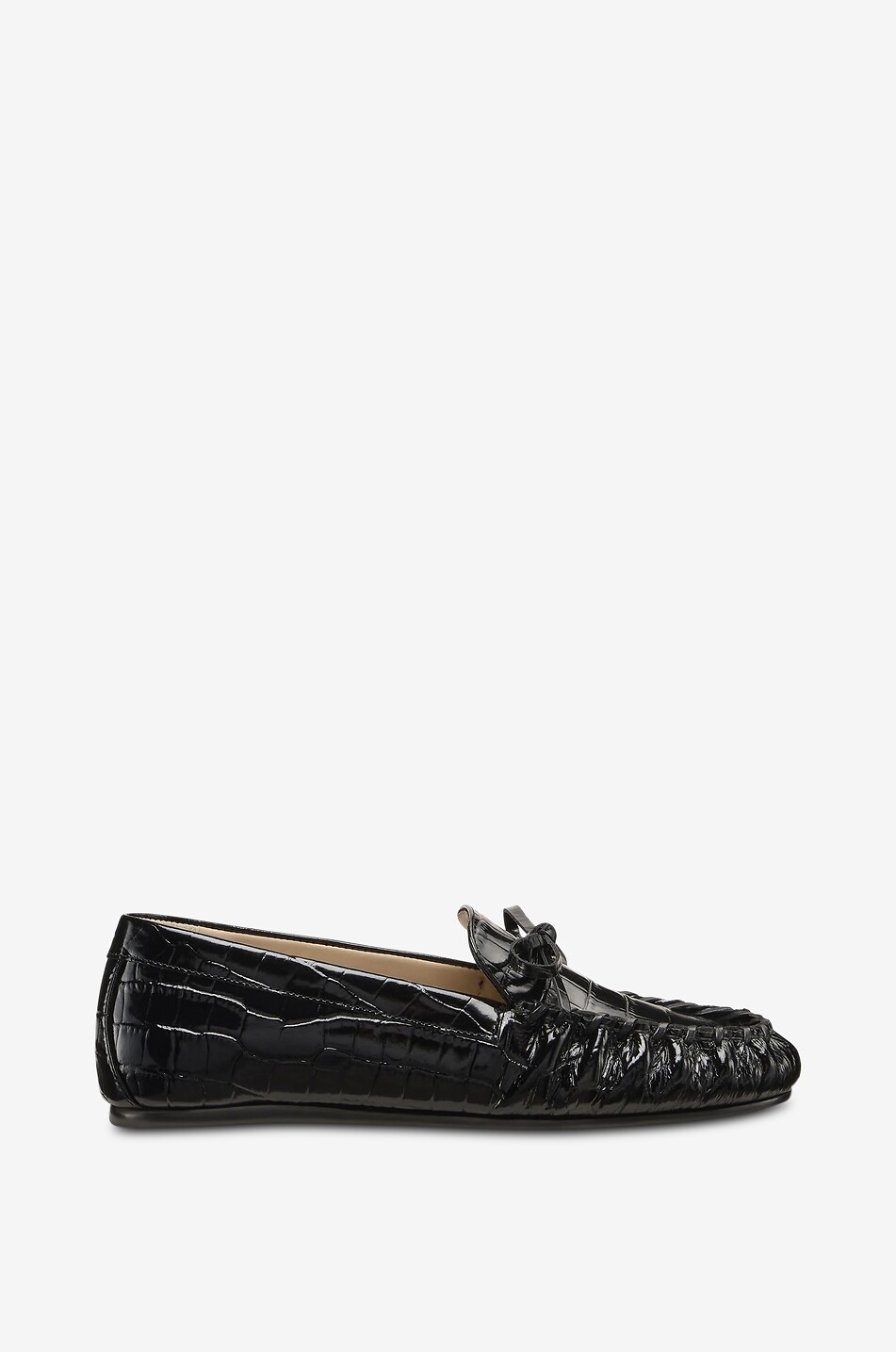 Britt crocodile-effect leather bow loafers