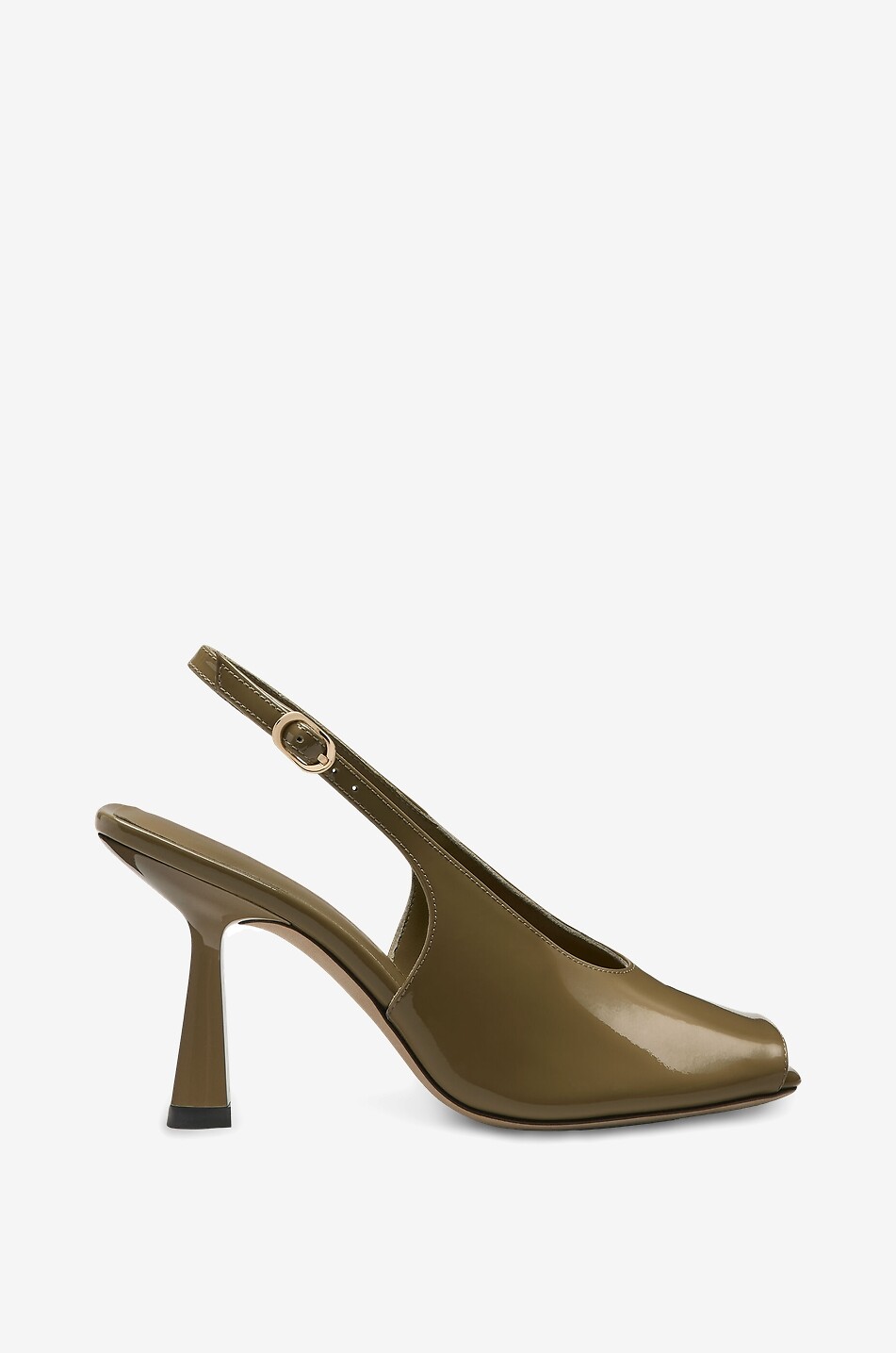 STUART WEITZMAN Val 85 leather slingback peep-toe pumps Women DARK KHAKI 1