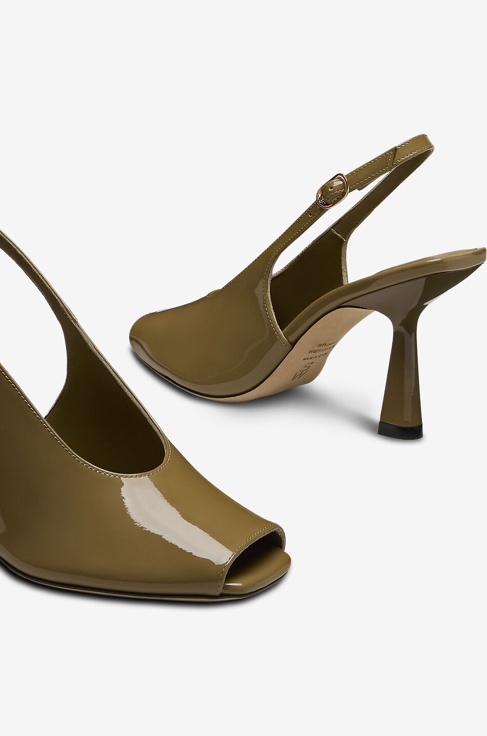STUART WEITZMAN Val 85 leather slingback peep-toe pumps Women DARK KHAKI 4