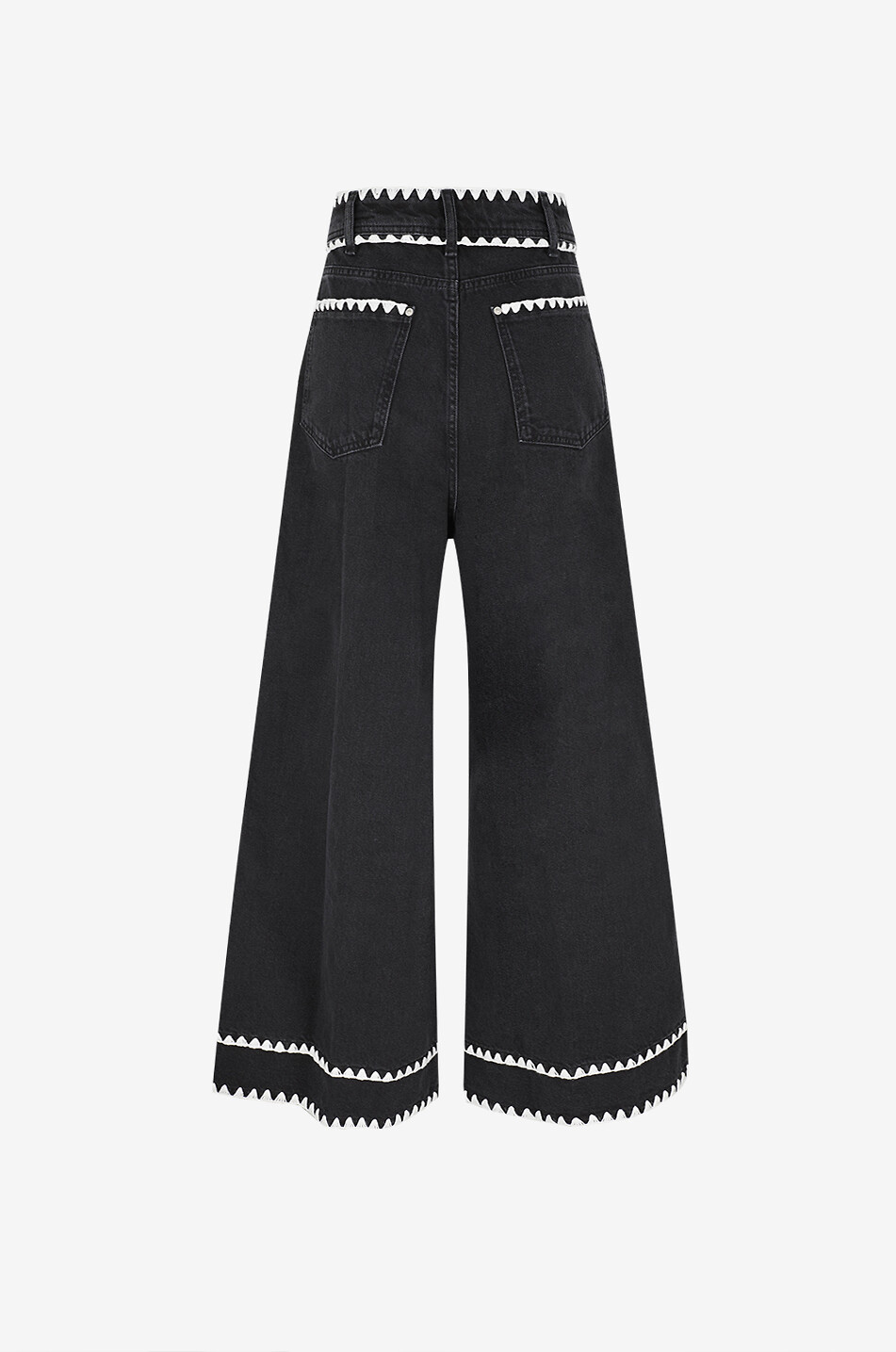 FARM RIO Romantic Crochet high-rise wide-leg jeans Women BLACK 2