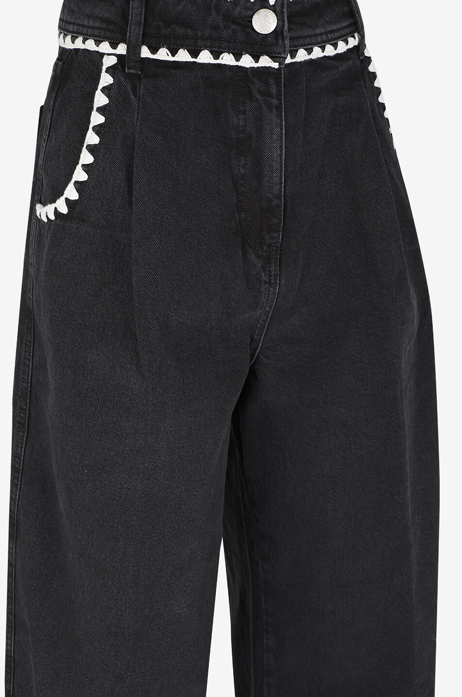 FARM RIO Romantic Crochet high-rise wide-leg jeans Women BLACK 5