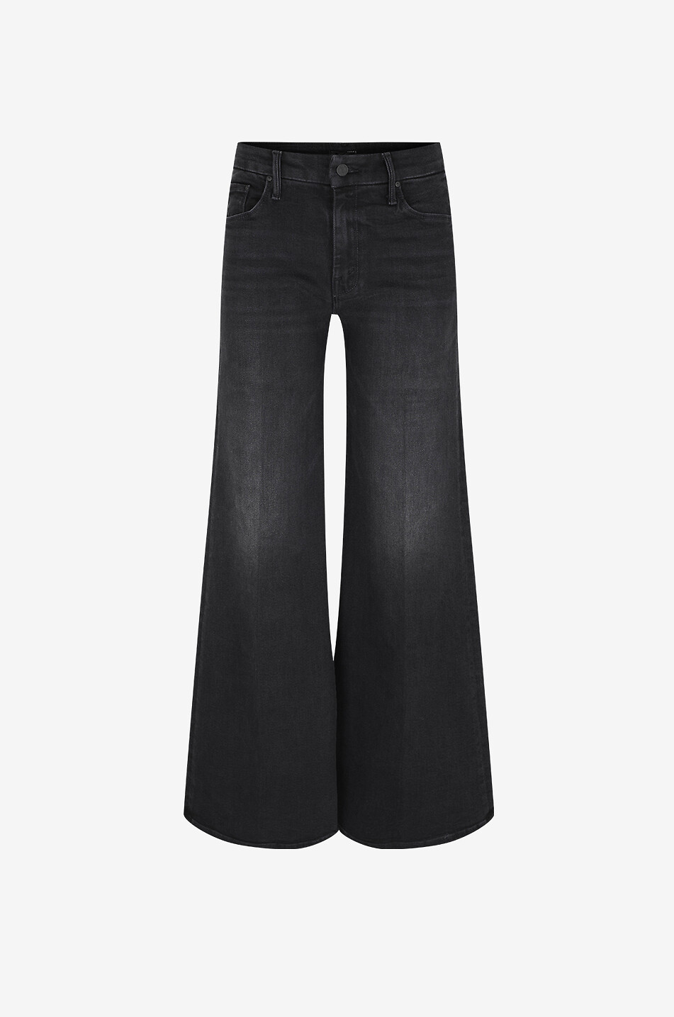 MOTHER The Roller Sneak Spiked Hair Art Flair faded flared jeans Women BLACK 1