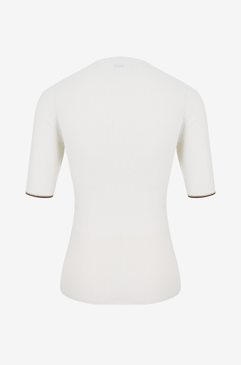 BRUNELLO CUCINELLI Gerippter Kurzarm-Schlauchpullover aus Kaschmir und Seide Damen WEISS 2