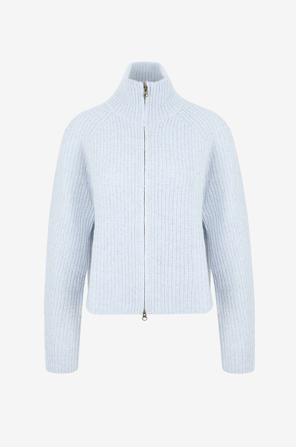 LISA YANG Cardigan zippé à col montant en cachemire côtelé Sadie Femme BLEU CLAIR 1