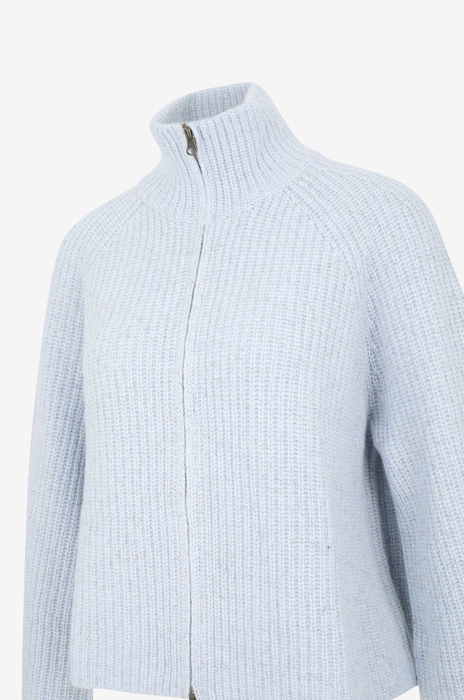 LISA YANG Cardigan zippé à col montant en cachemire côtelé Sadie Femme BLEU CLAIR 3