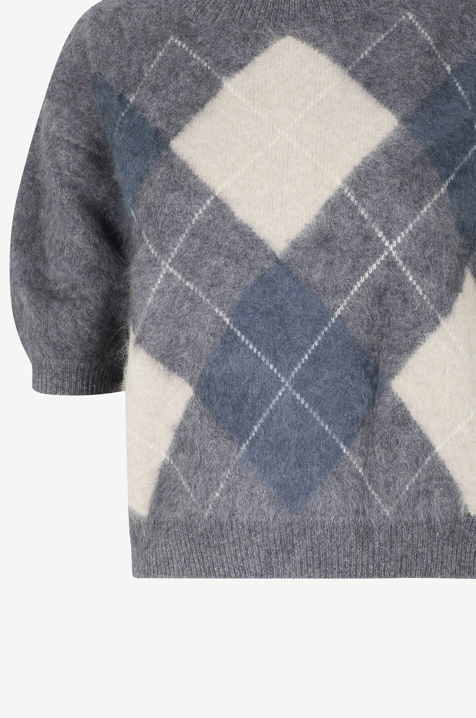 LISA YANG Kaschmir-Pullover mit Argyle-Motiv und kurzen Puffärmeln Juniper Damen BUNT 3