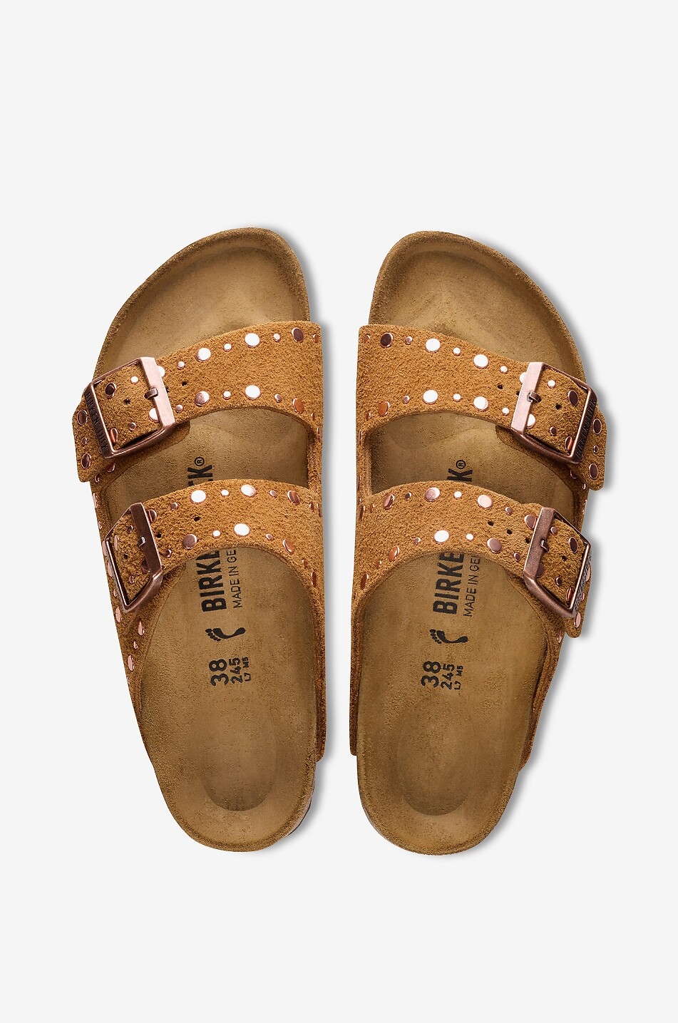 BIRKENSTOCK Arizona Rivet studded suede flat sandals Women BROWN 3