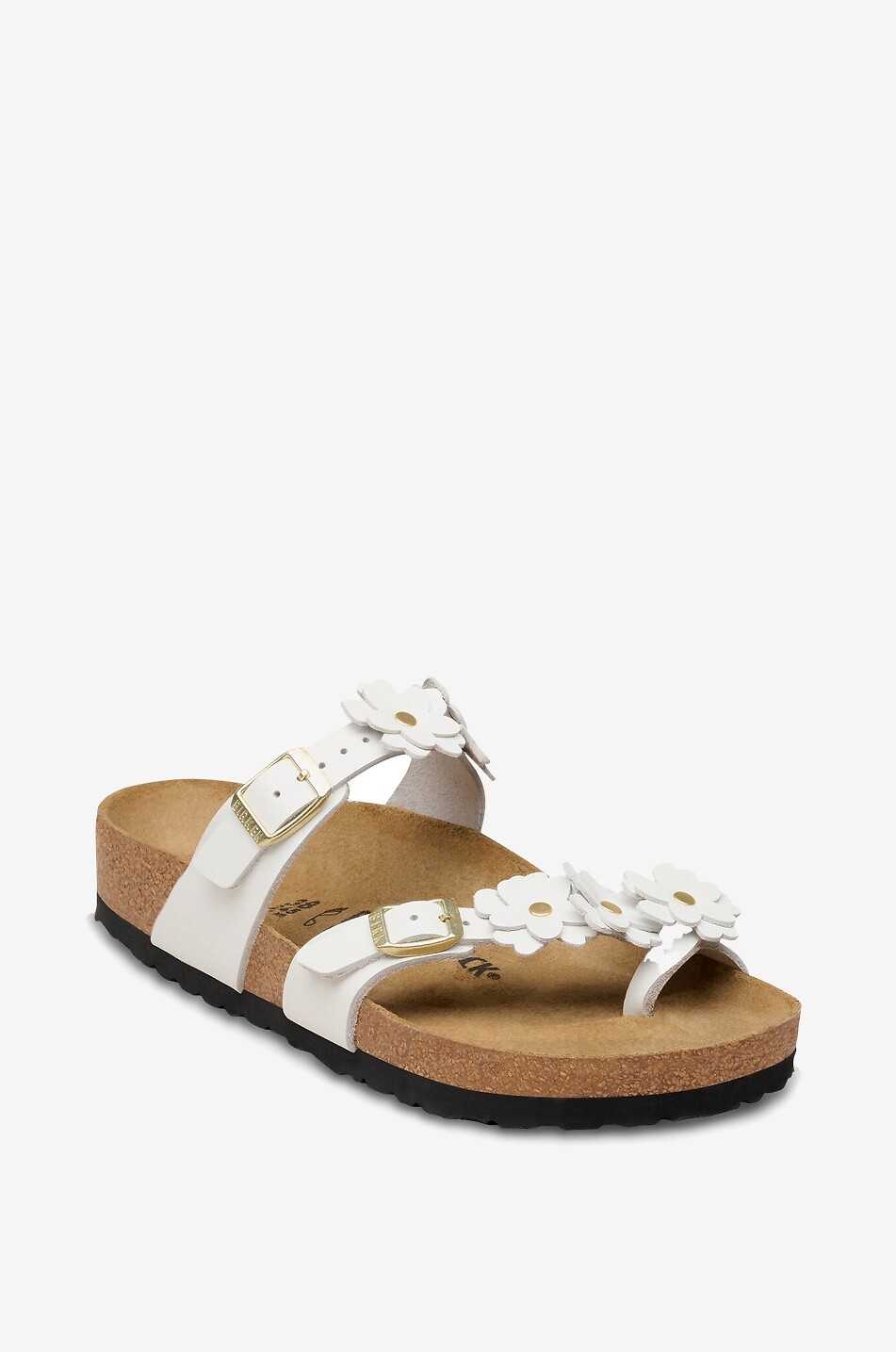 Mayari leather flat sandals with flower appliqué
