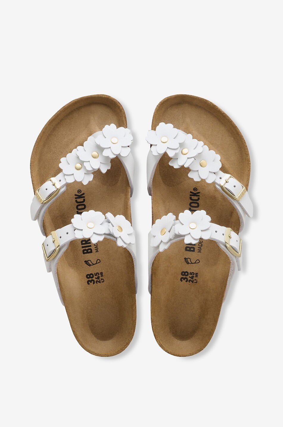 BIRKENSTOCK Mayari leather flat sandals with flower appliqué Women WHITE 3