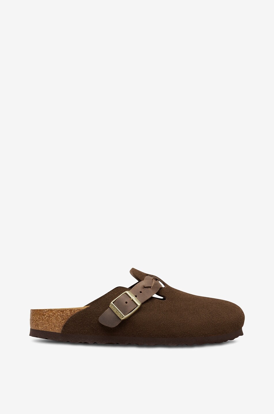 BIRKENSTOCK Boston Braided suede clogs with leather braid Women DARK BROWN 2