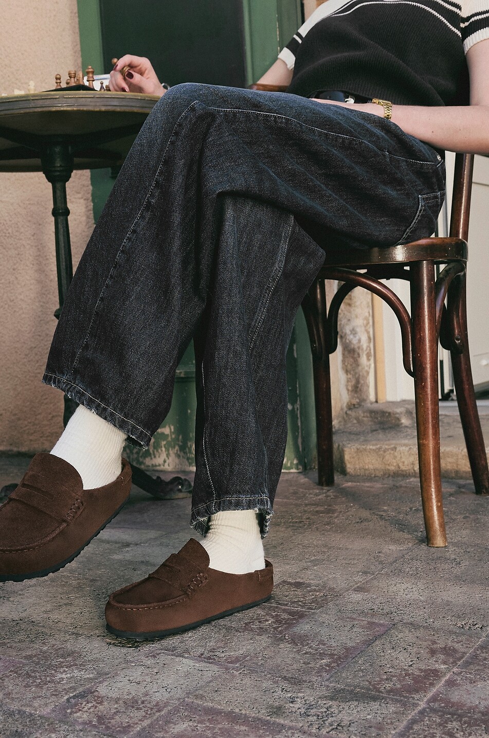 BIRKENSTOCK Sabot esprit mocassin en daim Naples Wrapped Femme MARRON FONCÉ 3