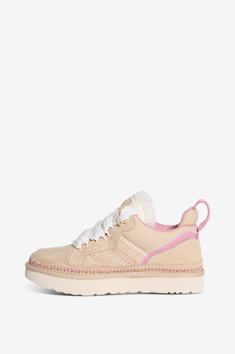 UGG Lowmel Meadow canvas and suede lace-up low-top sneakers Women [akeneo-beigefonce] 3