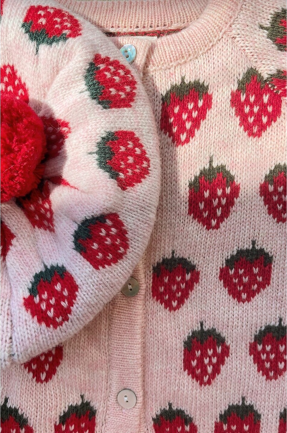 KONGES SLØJD Mädchen-Cardigan aus Wollmix Belou Strawberry Mädchen ROSA 3